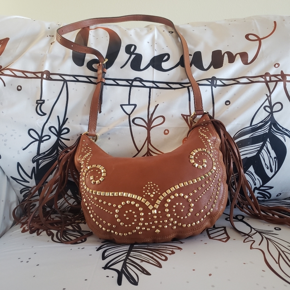 Michael Kors | Rhea Studded | Small Slouchy Shoulder Bag | Brown | New